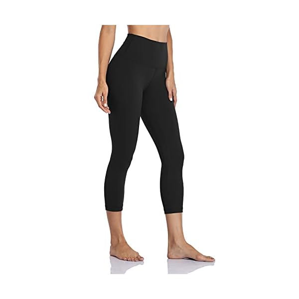 HeyNuts High Waisted Yoga Capris Leggings for Women, Buttery Soft Workout Cropped Pants Compression 3/4 Leggings 21'' Black M(8/10)