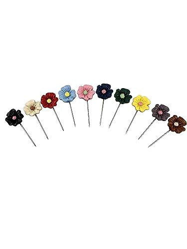 Image of MeiSie Flower Hijab Pins for Women and Girls- Pack of-10 pcs /scarf pin /brooch /needle pin /lapel pin multicolour