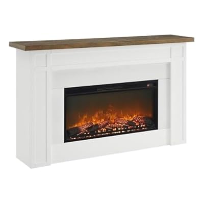 Bowery Hill 67.25" Freestanding Electric Fireplace with Wood Mantel, Realistic Flame and Log Display, Replaceable Heater Insert, Remote Control, and Built-in Timer for Living Rooms or Bedrooms
