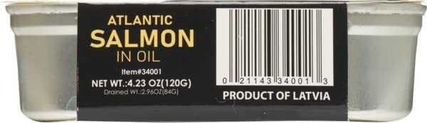 Baltic Gold Atlantic Salmon Fillets In Oil - 4.23 oz (120g) (Salmon in Oil, 3 Pack) (3 Pack)