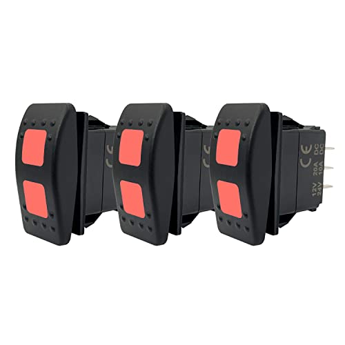 Image of Orange Backlit ON-Off-ON Rocker Switch with Label Stickers 7 PIN DPDT Toggle Switch for Car Marine Boat SUV Off Road Vehicle SXS Dash 12V /20A 24V /10A