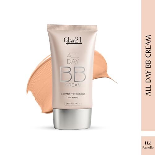 Image of Glam21 BB Cream | Long-Lasting Oil-Free Formula with SPF 30 | Lightweight & Non-Greasy Creamy Texture | Skin-Brightening Daily Makeup for All Skin Types | 40gm, Pastelle-02