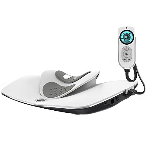 Real Relax Cervical Neck Traction Device, Neck Massager with Heat Therapy and Electrotherapy for Relieving Pain from Neck Aches, Cervicalgia, Degeneration of The disc, Spondylosis, White