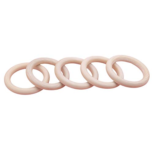 Bigsweety 5 Stück Holzringe Naturholzringe ohne Farbe Glatte unfertige Holzkreise für Basteln DIY Beißring Anhänger Konnektoren Schmuckherstellung Cover