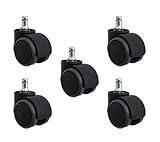 Kit de Rodízios para Cadeira Giratória, 5 Rodinhas de PU, Preto