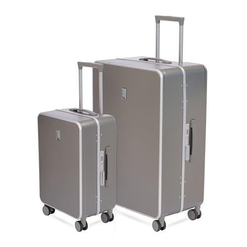 Image of SWISS MILITARY Black Gold Collection Hard PC Cabin & Check-in Luggage Trolley Set of 2 (55cm Small & 75cm Large) Suitcase with TSA Lock, 360 Wheels, Ideal for International Travel (44L,70L) Gold