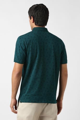 Image of Peter England Men's Cotton Abstract Floral Print Polo T-Shirt - Casual Wear | Stylish & Breathable