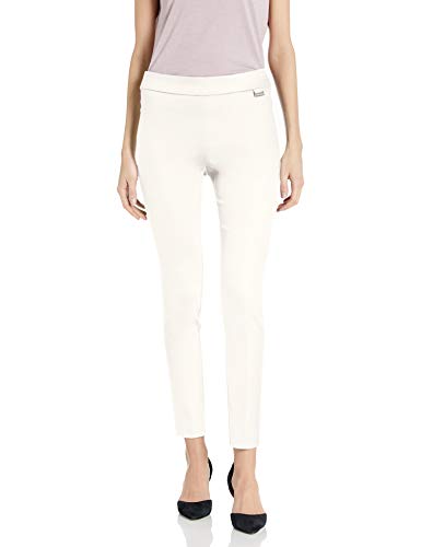 Calvin Klein Women's Pull On Stretch Pants (Standard and Plus), Cropped Soft White, Medium