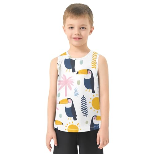 Boys' Tank Top Shirt Toucans Pattern Coconut Trees Sleeveless T-Shirts2