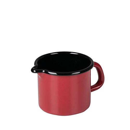 Riess0038-020 Sippy Pot 9, Classic Colour Red, Diameter 9 cm, Height 8.5 cm, Capacity 0.5 Litres, Enamel, Red/Black, Induction