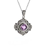 Collar para hombre, collar con colgante de amatista de flor retro para mujer, elegante, para banquetes, fiestas, regalo para niñas