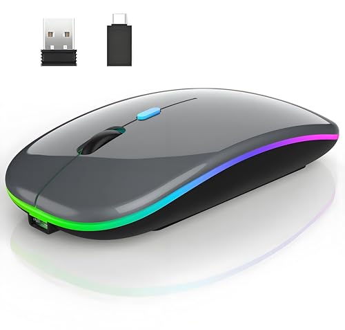 Neises Rechargeable Wireless Mouse,Rechargeable Laptop Mice with LED Use Portable(Bluetooth 5.2 and...