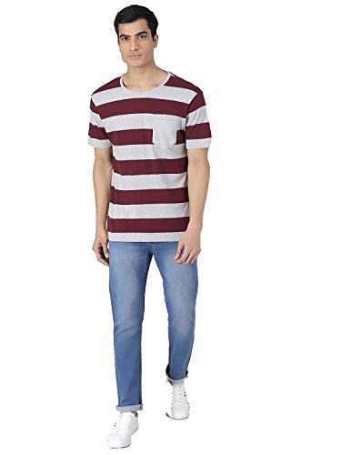 Image of KOTTY Multicolor Striped Pure Cotton Men TShirt