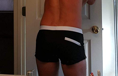 Malavita Mens Swim Shorts Slim Wear with Pocket (L, 01black) - Thumbnail 5