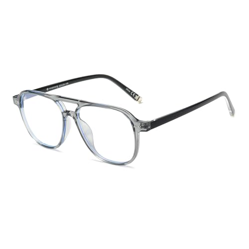 Image of OUWEN Square Aviator Blue Light Blocking Glasses Womens Mens, Anti EyeStrain & UV Glare Computer Gaming Eyeglasses OW2244
