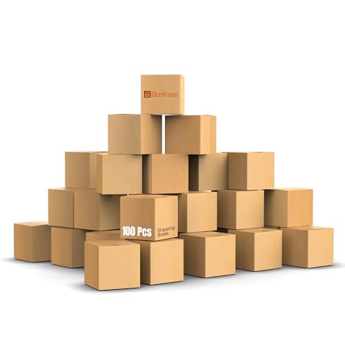 Image of BonKaso 3 Ply Corrugated Boxes for Packaging | 7 inchx7 inchx7 inch (Pack of 100) | Brown Cardboard Packing Boxes for Shipping, Moving & Storage | Carton Boxes for Courier & Goods Transportation