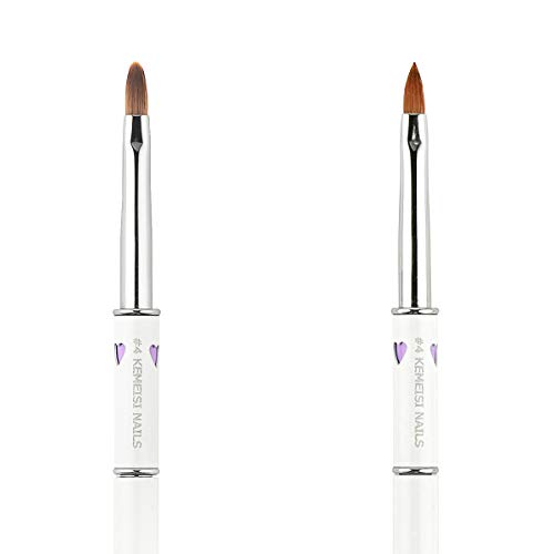 Kemeisi 1Pc Elegant Purple Heart Metal Handle 3D Acrylic Nail Brush White Handle Size 2,4,6,8,10,12 (#4) … #TOP4