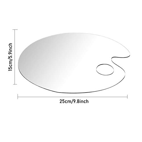 1PCS Clear Acrylic Paint Palette, Non-Stick Oil Paint Palette Oval Shaped Artist Mixing Palette Art Paint Tray with Protective Film for DIY Art Craft Painting (25 x 15 cm)