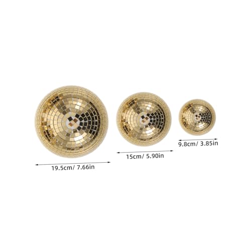 Bolas espejadas doradas FOMIYES, 3 piezas, semiesféricas de vidrio para colgar en pared, decoración para hogar y fiestas disco miniatura 2