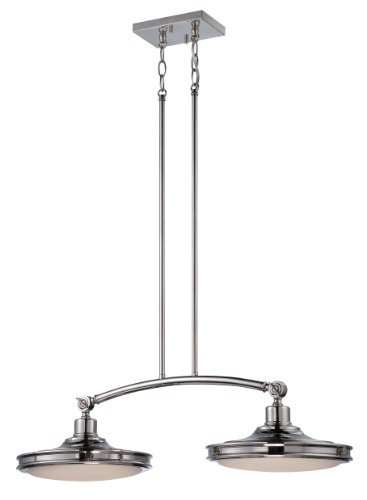Nuvo Lighting 62/167 Houston LED Two Light Island Pendant 40 Watt 2840 Lumens Soft White 2700K KolourOne LED Technology Frosted Glass Polished Nickel Fixture