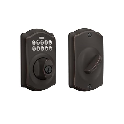 Schlage BE365 V CAM 716 Camelot Keypad Deadbolt, Electronic Keyless Entry Lock, Aged Bronze