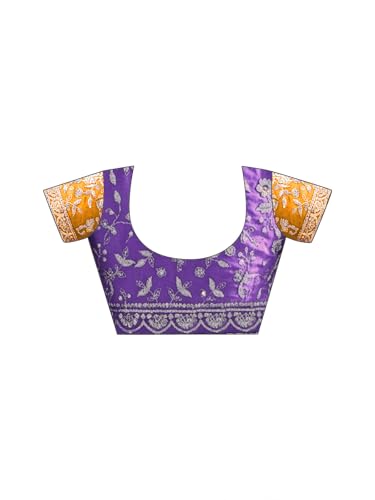 Image of SIRIL Women's Shimmer Chiffon Scalloped Border Sequins Embroidery Saree With Unstitched Blouse Piece
