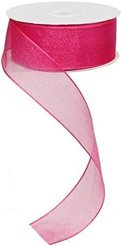 Organza Ribbon(15+ Color Variations Inside) (L-35 Meters,W-1 Inch) | Ribbon for Gift Wrapping,Gift Bows Making, Decoration,Bags Handle (Pink)