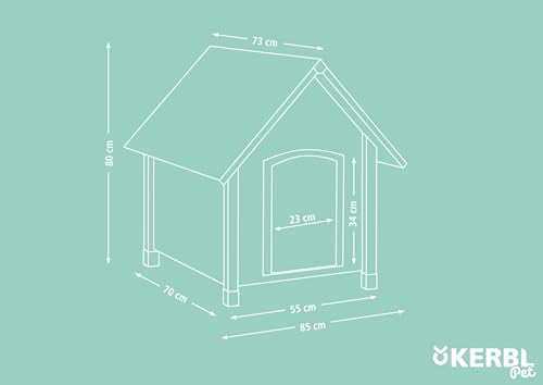 Casa de perro de madera impermeable con techo de betún Kerbl 5