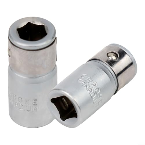 Besttoolifes Lot de 2 adaptateurs de douille 1/4 carré vers tige hexagonale 6,35 mm pour tournevis, porte-embout à couple élevé, accessoire pour outils à main, équipement d'atelier