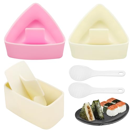Onigiri Mold Set, 3 Pack Rice Ball Musubi Maker Press Large Triangle Rice Mold, Japanese Sushi Making Kit for Lunch Bento