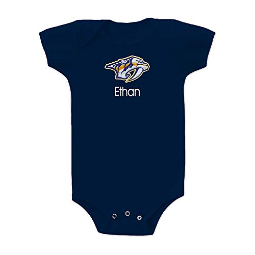 Designs By Chad and Jake Nashville Predators Personalized Baby Bodysuit, Official Licensed (18-24 Months, Navy)