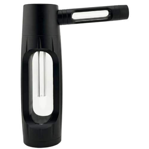 PuffX VapoBong Tragbare Bong aus Aluminium & Glas Kompakte Wasserpfeife für Tabak Leicht zu reinigen portable Reise-Bong (Schwarz)