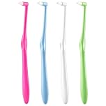 4 PCS Interspace Toothbrush, Interspace Compact Soft Slim Interspace Teeth Brush, Dental Brushes for Orthodontic Braces & Detail Cleaning - Blue, Green, Rose Red and White