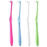 4 PCS Interspace Toothbrush, Interspace Compact Soft Slim Interspace Teeth Brush, Dental Brushes for Orthodontic Braces & Detail Cleaning - Blue, Green, Rose Red and White