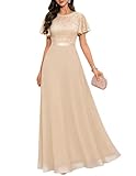 DRESSTELLS Mother of The Bride Dresses, 2026 Spring Formal Wedding Guest Bridesmaid Cocktail Prom Party Gala Evening Gowns Maxi Dress for Bridesmaid, Gold Champagne L