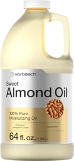 Sweet Almond Oil 64 fl oz | Moisturizing Oil for Hair and Skin | Bulk Size Carrier Oil | Vegan, Non-GMO | By Horbaach