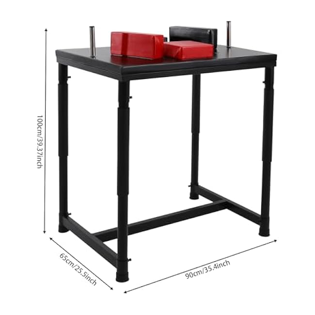 Professional Arm Wrestling Table, Stainless Steel Heavy Huty 2200 LBS Adjustable Standard Arm Wrestling Battle Table for Gyms, Sports Arenas, Home, Black &Red