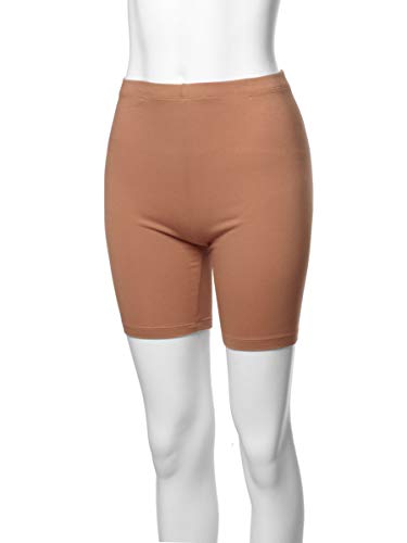 A2Y Basic Solid Cotton Mid Thigh High Rise Biker Bermuda Shorts Egg Shell XL