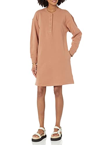 Amazon Essentials Damen Henley-Sweatshirtkleid aus Strick (erhältlich in Übergrößen), Hellbraun, XXL Große Größen
