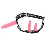 Slim Small Size 7.08Inch Double Pleasure Beginner Set Realistic Soft Silicone Toys for Women to Wear,Couples Adjustable Waist Pants Real Skin Feeling Beginner Trainer Tool FRTH7UJ (Pink)