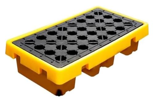 QUSYZD Leak-Proof Spill Containment Platform Modular Spill Containment Platform for Industrial Oil Drums | Heavy-Duty Environmental Protection for Laboratories and,Yellow-130 * 68 * 17.5cm