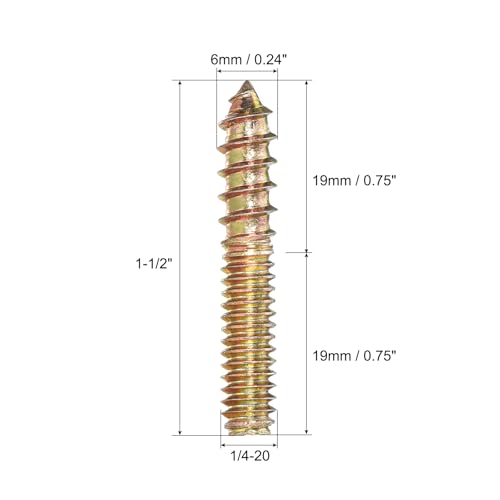 Image of uxcell 1 /4-20x1-1 /2 Hanger Bolts, 8pcs Double Ended Screws Wood Dowel Screws for Furniture