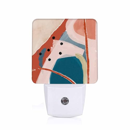 Image of LED Night Light,Abstract Creative Pattern LED Night Light Plug into Wall with Dusk to Dawn Light Sensor White Energy Efficient Nightlight for Bedroom Bathroom Hallway Living Room Kitchen