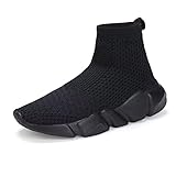 Shoful Kinderschuhe Jungen Ganz Schwarz Sportschuhe Straßenlaufschuhe für Jungen Laufschuhe rutschfest Leicht Hallenschuhe Turnschuhe Mesh Atmungsaktiv Sneaker 33 EU