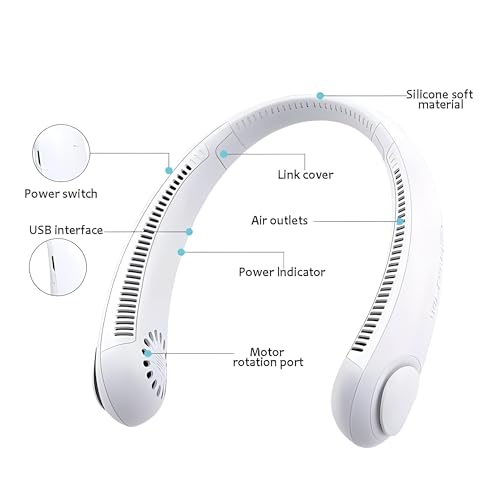 Image of Bladeless Neck Cooler - Portable Neck Fan for Heat Relief, Wearable Personal Air Conditioner with Adjustable Cooling, Rechargeable Bladeless Neck Fan for Outdoor Use, Lightweight Hands