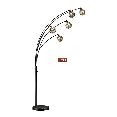 Artiva Usa Led511118Fjb Manhattan Quan 5-Arch Crystal Ball Led Floor Lamp, 84", Jet Black/Gun Metal/Black Pearl #TOP4