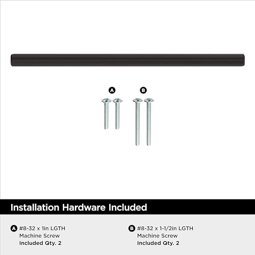 Image of Amerock 6-5 /16 inch Bar Pulls Oil-Rubbed Bronze Drawer Pull | 6-5 /16 inch (160mm) Center-to-Center Mounting Distance and 8-5 /8 inches Overall Length, Durable Carbon Steel Cabinet Hardware