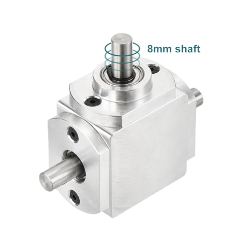 Image of uxcell Gear Box 90 Degree Right Angle Bevel Gearbox 1:1 Forward Double Output Shaft 1 Module 20 Teeth Bevel Gear Aluminum Frame Simple Mechanical DIY Module 8mm Shaft,79x66x30mm(LxWxH)