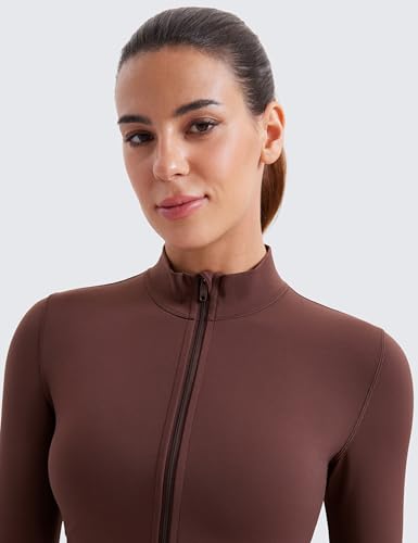 Image of CRZ YOGA Butterluxe Cropped Athletic Jackets | Extremely Soft, Slim Fit, Full Zip, Mockneck, Thumb Holes, for Women