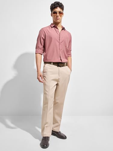 Image of Highlander Men Slim Fit Full Sleeve Shirt PHSH000440 Dusty Pink M